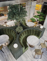 Meubles de bar et de cafétéria modernes en gros, canapé modulaire en forme de S pour salle d'attente, banquettes de restaurant, ensemble de table et de chaises de salle à manger