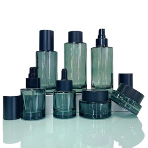 Custom Glass Cosmetic Serum Bottle 30 ml 1oz Green Amber Frosted Flat Shoulder Wide Dropper Bottle for Essential Oils 30ml - Product Image 3