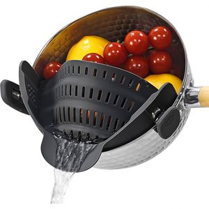 Colador de silicona ajustable para cocina, con forma de cesta, para escurrir pasta y alimentos, con uso para aceite, venta al por mayor - Product Image 1