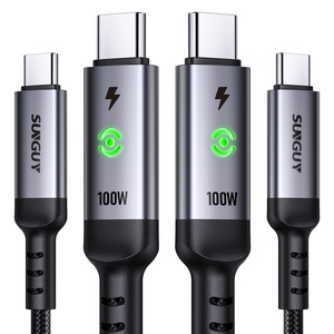SUNGUY Nuevo Cable USB C de 100w, Cable de Alimentación Tipo C, Cable de Carga Rápida con Indicador para Teléfono, Laptop y Uso en el Automóvil - Product Image 1