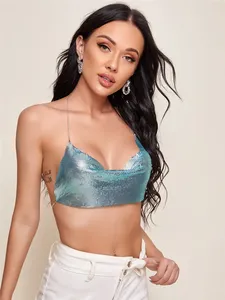 Top sexy pour femme, dos nu, bretelles en <span class=keywords><strong>dentelle</strong></span> métallique, col en V, bijoux de corps, anneaux de pieds, style soutien-gorge avec chaîne, vente chaude 2023 - Product Image 4