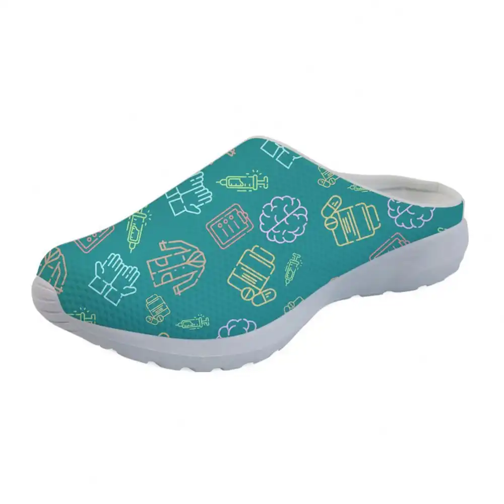 Lightweight Shoe Material Doctor Medical Printed Green Footwear For Girls Latest Fashion Design Ladies Slippers