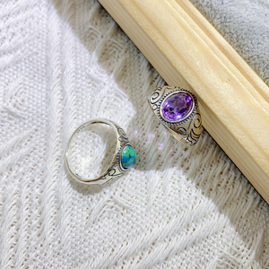 Attrayant Design à la mode 925 <span class=keywords><strong>bague</strong></span> en argent Sterling avec pierre <span class=keywords><strong>Turquoise</strong></span> naturelle Style rétro cadeau de fiançailles hommes femmes - Product Image 3