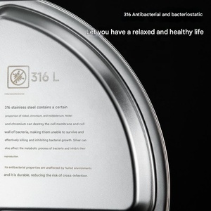 Piatto Diviso in Acciaio Inox 304, 20cm Rotondo con 3 Scomparti, Vassoio per Controllo Porzioni per Mense Scolastiche e Ospedaliere - Product Image 4