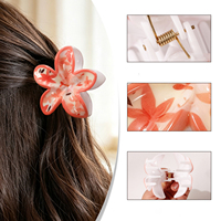 Pince à cheveux en plastique personnalisée avec logo, motif fleur à cinq pétales, pour femme, 7,9 cm, pour chignon ou coiffure arrière, accessoire capillaire.