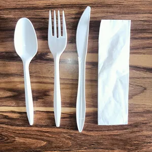 Custom Injection Disposable Plastic PP Cutlery Set in White and Black with Mini Knives Forks Spoons for Hotel