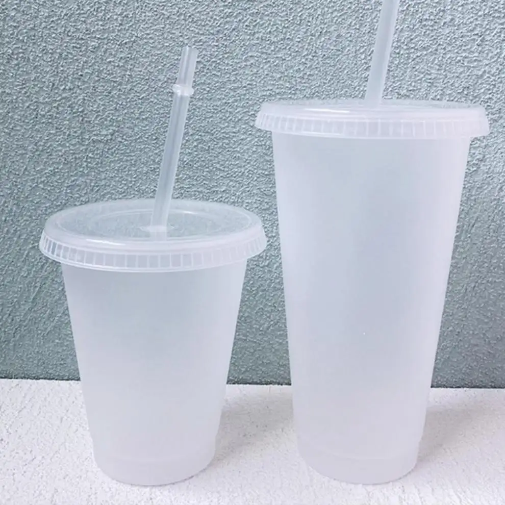 Factory Direct Sale 500ml 700ml Clear Plastic Drinking Cup 17 OZ 24 OZ Lightweight Portable Coffee Cup With Thick Lid And Straw