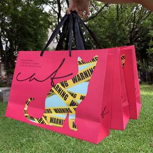 Bolsa de Papel Ecológica Personalizada con Impresión de Cinta de Seda, Resistente a la Humedad, Reutilizable, para Compras, Pasteles, Vino, con Logotipo - Product Image 1