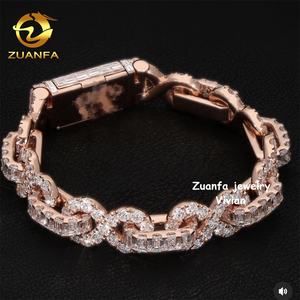 8 मिमी बनाम मोइससानाइट हिप हॉप गहने चांदी 925 डायमंड क्यूबन ब्रैसलेट क्यूबन लिंक चेन - Product Image 4