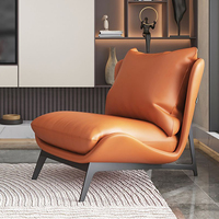 Ensemble de fauteuils individuels en cuir italien de luxe léger avec tabouret, pour salon moderne, vente en gros
