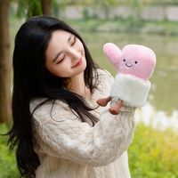 Gants en peluche motif visage souriant de dessin animé, crème glacée, chauds pour l'hiver, doux et moelleux, jouets en peluche en gros, en stock