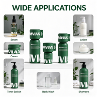 Ensemble de bouteilles vertes vides pour sérum, crème, tonique, lotion, gel douche, shampoing, logo personnalisé, plusieurs tailles