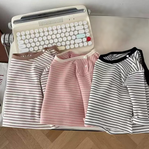 Hauts à manches longues pour bébés, nouveau style printemps/été, t-shirt rayé avec oreilles de lapin pour garçons et filles, pull en coton, vêtements pour bébés - Product Image 3
