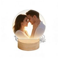 Marco de Fotos al por Mayor con Luz USB, Lámina Acrílica en Blanco para Sublimación por Calor, Base de Madera, Regalos de Escritorio