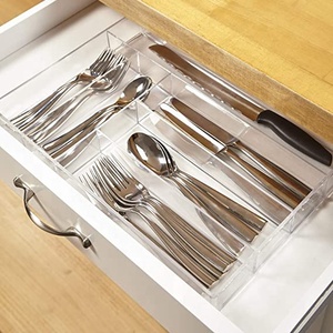 Cocina <span class=keywords><strong>de</strong></span> acrílico claro cuchillos tenedores cajón organizador <span class=keywords><strong>de</strong></span> <span class=keywords><strong>cucharas</strong></span> <span class=keywords><strong>de</strong></span> servir - Product Image 6