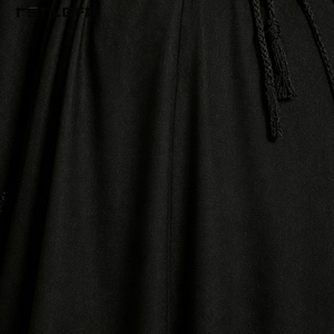 Women Black Chiffon Abaya Rhinestone Gold Floral Lace Applique Flared <b>Bell</b> Sleeve Self-Tie Waist Modest Luxury Evening Dress - Product Image 6