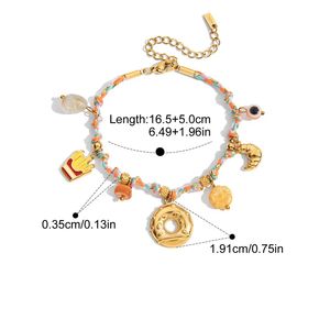 Donut Fruit Baked Bread Pulsera <span class=keywords><strong>de</strong></span> perlas <span class=keywords><strong>de</strong></span> acero inoxidable 18K <span class=keywords><strong>Oro</strong></span> genuino Lujo Estilo <span class=keywords><strong>de</strong></span> gama alta Accesorio <span class=keywords><strong>de</strong></span> joyería - Product Image 5