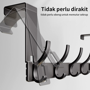 Pano.V Over the Door <b>Hooks</b> Modern Aluminum Door Hanger <b>Hook</b> with 6 <b>Hooks</b> for Hanging Coat Rack <b>Towel</b> Bag Robe Hat Flexible - Product Image 5