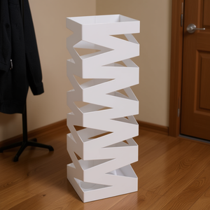 Porte-parapluie carré en acier blanc de 19,1 pouces, support de rangement moderne autoportant à capacité unilatérale - Product Image 2