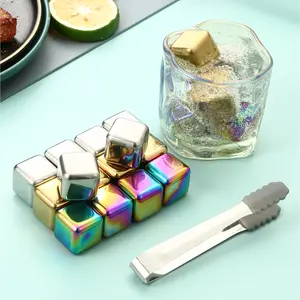 304 Stainless Steel Ice Cube Creative Wine Set Quick-Frozen Metal Ice Cube Food Grade Whiskey Ice Stone Set