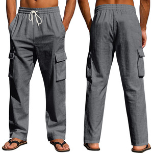 Hot Selling Herren Cargo Pants mit Big Pocket Elastic Belt String & übergroße Stickerei Mid Waist Fashion <span class=keywords><strong>Plain</strong></span> Farbe - Product Image 2