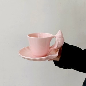 Tazas y platillos <span class=keywords><strong>de</strong></span> cerámica <span class=keywords><strong>de</strong></span> 200 ml con asa <span class=keywords><strong>de</strong></span> <span class=keywords><strong>concha</strong></span> en relieve para té <span class=keywords><strong>de</strong></span> la tarde - Product Image 2