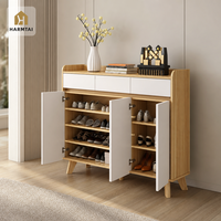 Meuble à chaussures HarmTai 3 tiroirs 3 portes, style scandinave, pour chambre et entrée, avec poignée dissimulée, 5 pieds, écologique, pour couloir
