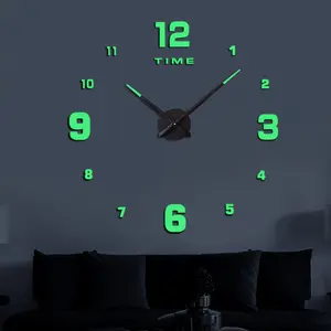 3 d 벽 스티커 시계 크리 에이 티브 가정용 장식 생활 어둠 조명 숫자 DIY 브래킷 시계