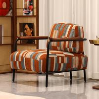 Fauteuil d'appoint moderne en bois massif, fauteuil de détente rembourré, siège de salon pour salon et chambre à coucher