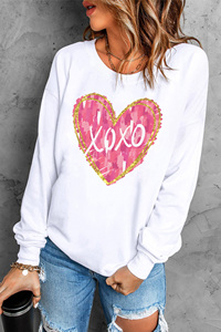 Dear-Lover <span class=keywords><strong>Felpa</strong></span> Grafica da <span class=keywords><strong>Donna</strong></span> con Stampa a Cuore e Glitter Xoxo, Vendita all'Ingrosso - Product Image 5