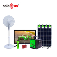 X-pay — système solaire domestique complet, kit de TV à énergie solaire de 24 pouces avec DC 12V, ventilateur, radio, mobile