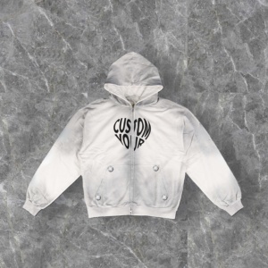 Sweat à capuche vintage à double couche, délavé à l'acide, délavé au soleil, délavé, style streetwear, sweat à capuche zippé ample en molleton pour hommes - Product Image 2