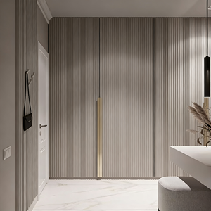 Customizable Modular <b>Wardrobe</b> System, Modern Minimalist Vertical Slatted <b>Door</b> Wooden <b>Wardrobe</b>, Bedroom Furniture Garde-robe - Product Image 5