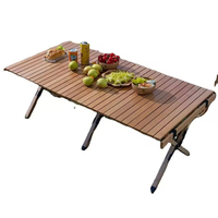 Table de camping pliante portable en bois massif de hêtre pour le camping et les pique-niques, mobilier d'extérieur