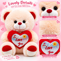 Ours en peluche personnalisé avec cœur à paillettes, animal en peluche métallique, idéal pour cadeau de Saint-Valentin, fournitures pour boutiques