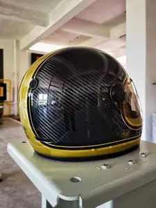 2024TRRF Italian Brand Retro Harley Motorcycle Carbon Fiber Helmet Locomotive Pedals Retro Full Coverage Helmet