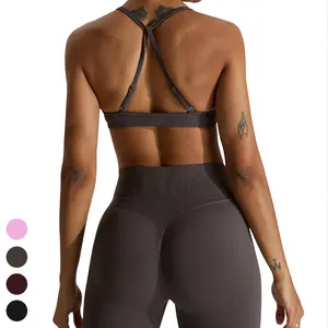 Sexy Quick Dry Adjustable Outdoor Sports Underwear Custom Logo Workout Wear Gym Fitness Yoga Top Seamless Sports Bra Women