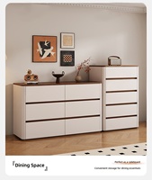 Commode à tiroirs haute de style moderne français en noyer blanc écologique, grande capacité, pour chambre à coucher, 6 tiroirs pour vêtements