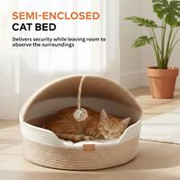 Nid pour chat tissé à la main pour petits chats, tapis de couchage respirant toutes saisons, lit pour chien avec poignée, utilisation en intérieur