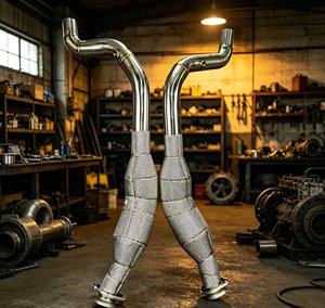 Downpipe de performance SS304 avec protection thermique pour Range Rover Sport <span class=keywords><strong>SVR</strong></span> 2018-2022 5.0L V8, échappement de course à haut débit - Product Image 1