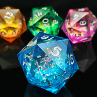 Dés à six faces surdimensionnés de 55 mm en résine liquide sable mouvant avec paillettes scintillantes pour les amateurs de jeux de rôle et de jeux de société