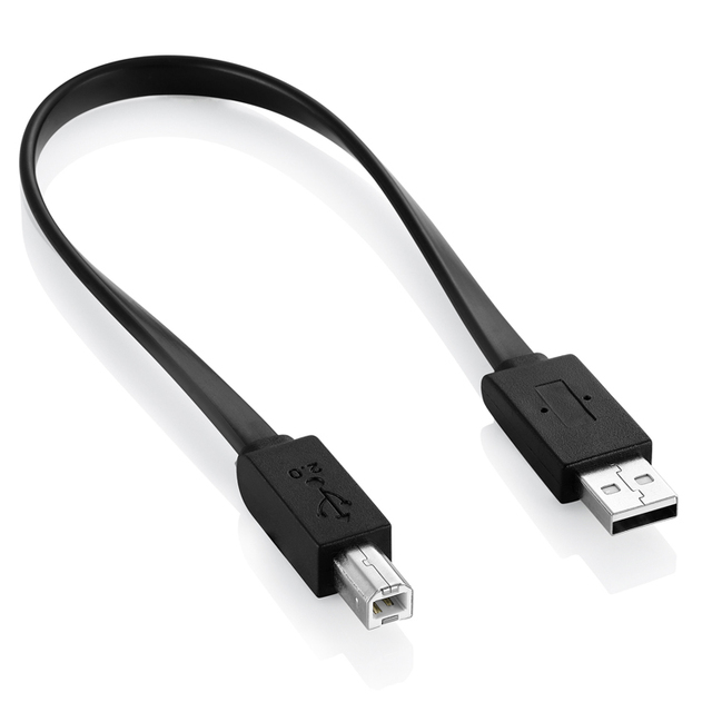 Bochara 30cm Flat USB 2.0 Printer Cable Type a Male to Type B Male Pure Copper Cores for Printer USB Hub