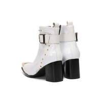 Bottes de danse jazz à talon haut en cuir véritable à bout carré NA1004 pour hommes, grandes tailles, avec boucles et sangles, bottes à la cheville, chaussures de soirée en boîte de nuit