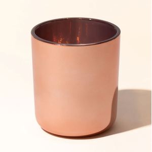 Bocaux à bougies de luxe 12oz 14oz Aura en verre électroplaqué or rose avec couvercle métallique personnalisé pour Noël - Product Image 2