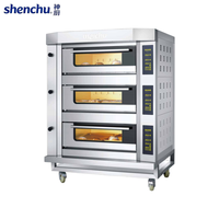 Four à pâtisserie au gaz Shenchu RQKL à un seul niveau, deux plateaux, 100W, avec revêtement émaillé, frein, roulettes et contrôleur numérique
