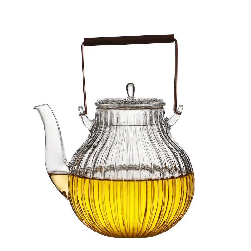 Armonia resistente al calore alta borosilicato crisantemo a forma di fiore di vetro set da tè fiori teiera