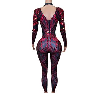 New Long Sleeves Sequin Bodysuits Party Rompers Rave Festival Outfit Glitter <strong>Gogo</strong> Dancer <strong>Costume</strong> Women Sexy Rhinestone Jumpsuits