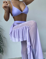 Badpakken 11 Kleuren 3 Stuks Sexy Dames Zwemkleding Sheer Mesh Strandbroekje S-XL