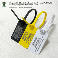 Sceau en plastique à numéro de série denté personnalisé en usine, sceau de sécurité jetable pour emballage, sceau d'expédition en plastique avec code-barres