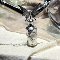 Collier pendentif en os sphénoidien 3.0 en argent et pierre naturelle électroplaqué, concept 'Conteneur émotionnel de l'âme', design KeTang